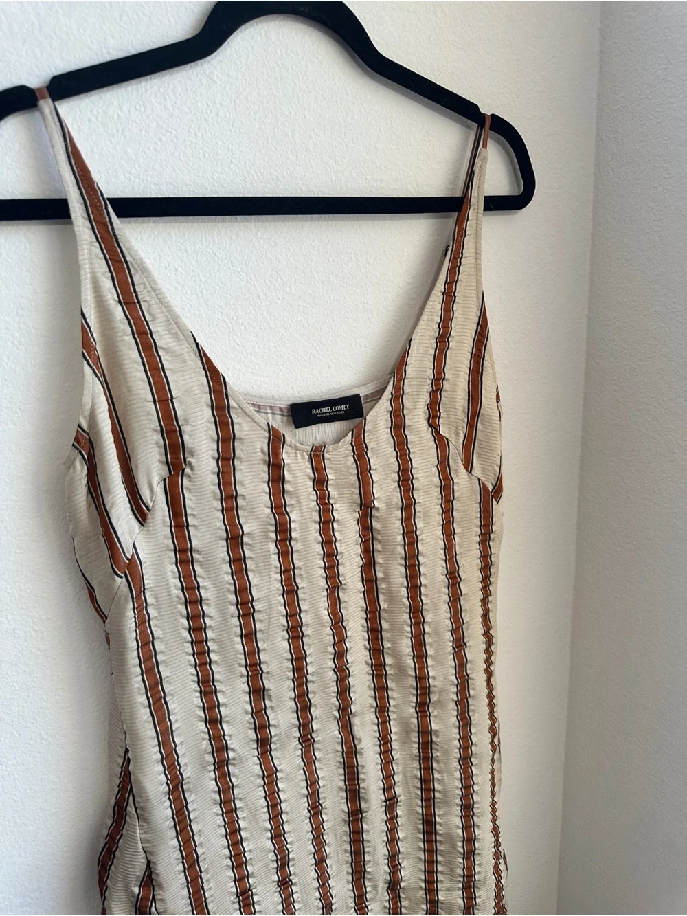 RACHEL COMEY Cream and Brown Striped Caliper Slip Dress - Picture 9 of 13